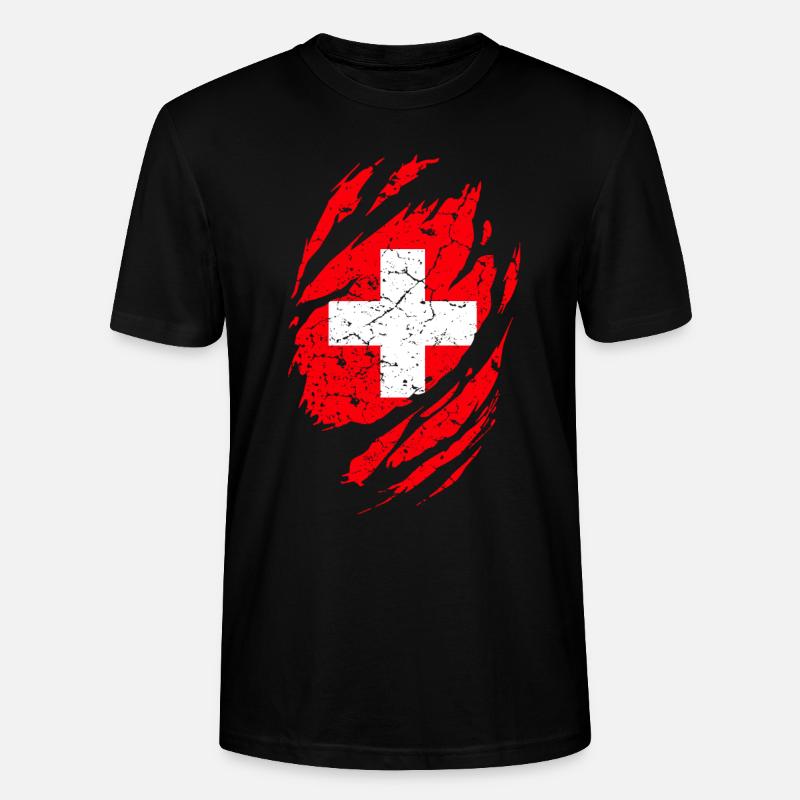 Drapeau suisse - T-shirt bio CRAFTER Stanley Stella Unisexe - noir