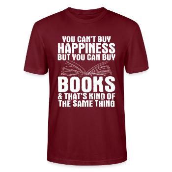 Book books book - Stanley/Stella CRAFTER Unisex Organic T-Shirt - burgundy - Front - Alina (178cm) & Michal (187cm)