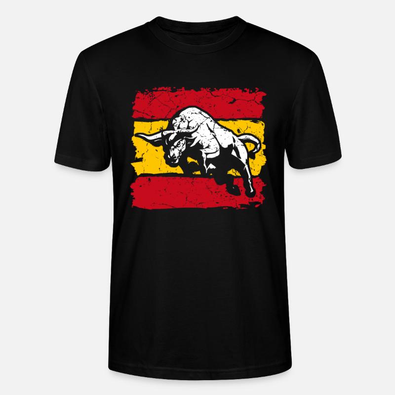 Espagne drapeau avec taureau - T-shirt bio CRAFTER Stanley Stella Unisexe - noir