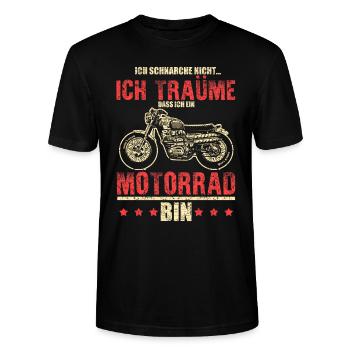 Ich schnarche nicht... träume bin ein Motorrad - Stanley/Stella Unisex Bio-T-Shirt CRAFTER - Schwarz - Vorne - Alina (178cm) & Michal (187cm)