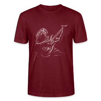 Heavy metal - Stanley/Stella CRAFTER Unisex Organic T-Shirt - burgundy - Front - Alina (178cm) & Michal (187cm)