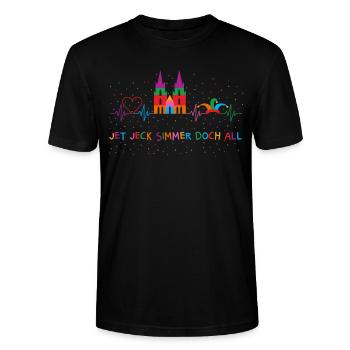 Karneval Köln Herzschlag Kölsch Kölner Dom - Stanley/Stella Unisex Bio-T-Shirt CRAFTER - Schwarz - Vorne - Alina (178cm) & Michal (187cm)