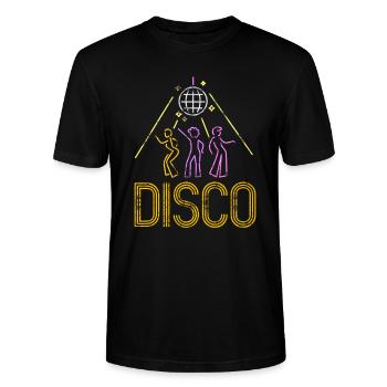 Disco Queen Party Musik Club Tanzen 70er Retro - Stanley/Stella Unisex Bio-T-Shirt CRAFTER - Schwarz - Vorne - Alina (178cm) & Michal (187cm)
