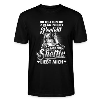 Sheltie Hund Hundemotiv Geschenk & Hundebesitzer - Stanley/Stella Unisex Bio-T-Shirt CRAFTER - Schwarz - Vorne - Alina (178cm) & Michal (187cm)
