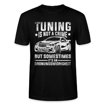 Auto Tuning lustiger Spruch Ordnungswidrigkeit - Stanley/Stella Unisex Bio-T-Shirt CRAFTER - Schwarz - Vorne - Alina (178cm) & Michal (187cm)