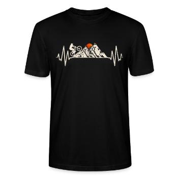 Mountainbike Herzschlag Uphill Downhill MTB Berge - Stanley/Stella Unisex Bio-T-Shirt CRAFTER - Schwarz - Vorne - Alina (178cm) & Michal (187cm)