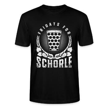 Fridays For Schorle Weinschorle lustig Geschenk - Stanley/Stella Unisex Bio-T-Shirt CRAFTER - Schwarz - Vorne - Alina (178cm) & Michal (187cm)