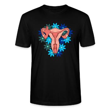 Uterus Vagina Scheide Mittelfinger Feminismus - Stanley/Stella Unisex Bio-T-Shirt CRAFTER - Schwarz - Vorne - Alina (178cm) & Michal (187cm)