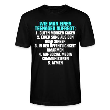 Lustig Teenager Spruch Pubertät Geschenk - Stanley/Stella Unisex Bio-T-Shirt CRAFTER - Schwarz - Vorne - Alina (178cm) & Michal (187cm)