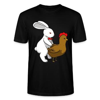 Pâques drôle lapin de Pâques lapin poulet oiseaux sexe - T-shirt bio CRAFTER Stanley Stella Unisexe - noir - Devant - Alina (178cm) & Michal (187cm)