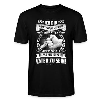 Stolzer Vater Vatertag Geschenkidee Sprüche Sohn - Stanley/Stella Unisex Bio-T-Shirt CRAFTER - Schwarz - Vorne - Alina (178cm) & Michal (187cm)