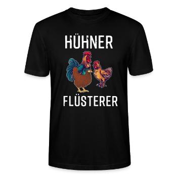 Hühner Flüsterer Huhn - Stanley/Stella Unisex Bio-T-Shirt CRAFTER - Schwarz - Vorne - Alina (178cm) & Michal (187cm)