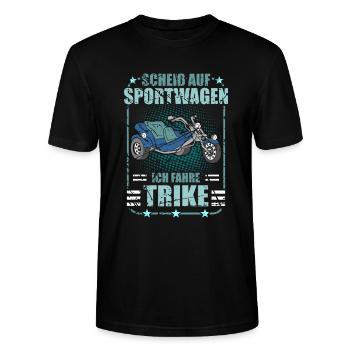Triker Spruch Lustig Trike Dreirad - Stanley/Stella Unisex Bio-T-Shirt CRAFTER - Schwarz - Vorne - Alina (178cm) & Michal (187cm)