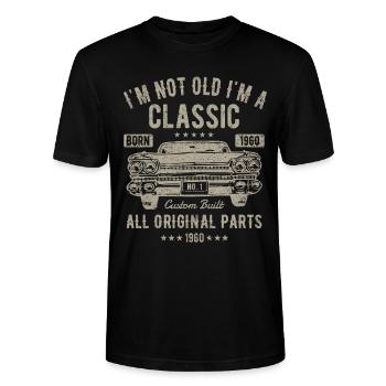 60th birthday funny 60 years birthday gift - Stanley/Stella CRAFTER Unisex Organic T-Shirt - black - Front - Alina (178cm) & Michal (187cm)