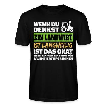 Landwirt Beruf Spruch Landwirtschaft Bauer - Stanley/Stella Unisex Bio-T-Shirt CRAFTER - Schwarz - Vorne - Alina (178cm) & Michal (187cm)