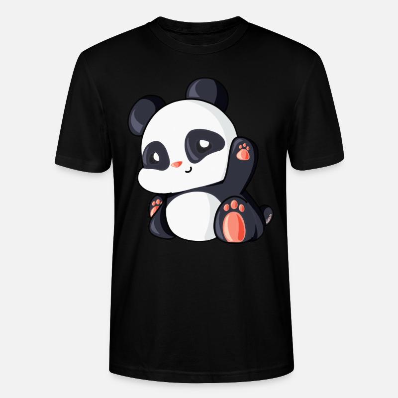 Süßer Panda Geschenk Idee Pandabär - Stanley/Stella Unisex Bio-T-Shirt CRAFTER - Schwarz