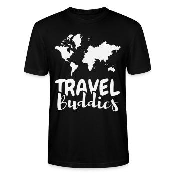 Reise Buddies - Stanley/Stella Unisex Bio-T-Shirt CRAFTER - Schwarz - Vorne - Alina (178cm) & Michal (187cm)