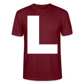 Letter Initials L - Stanley/Stella CRAFTER Unisex Organic T-Shirt - burgundy - Front - Alina (178cm) & Michal (187cm)