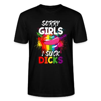 Sorry Girl I Suck Dicks Gay Pride Lgbt Rainbow - Stanley/Stella CRAFTER Unisex Organic T-Shirt - black - Front - Alina (178cm) & Michal (187cm)