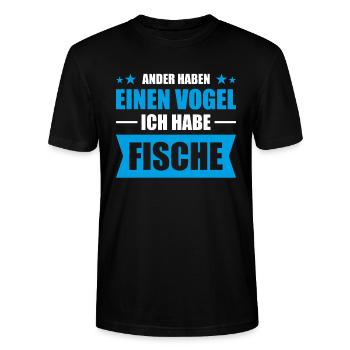 Ander haben einen Vogel ich hab Aquarium - Stanley/Stella Unisex Bio-T-Shirt CRAFTER - Schwarz - Vorne - Alina (178cm) & Michal (187cm)