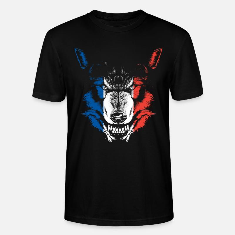 Frankreich Flagge Wolf - Stanley/Stella Unisex Bio-T-Shirt CRAFTER - Schwarz