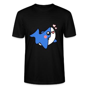 Cute shark predator sea animal marine life - Stanley/Stella CRAFTER Unisex Organic T-Shirt - black - Front - Alina (178cm) & Michal (187cm)