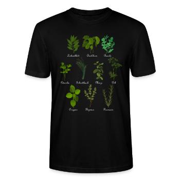 Vintage botanical herbs - Stanley/Stella CRAFTER Unisex Organic T-Shirt - black - Front - Alina (178cm) & Michal (187cm)