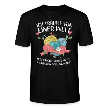 Lustiges Stricken Strickerin Häkeln Wolle Geschenk - Stanley/Stella Unisex Bio-T-Shirt CRAFTER - Schwarz - Vorne - Alina (178cm) & Michal (187cm)