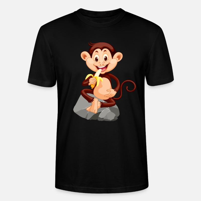 Affe mit Banane süßes Äffchen - Stanley/Stella Unisex Bio-T-Shirt CRAFTER - Schwarz