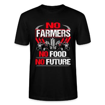 No Farmers No Food No Future - Stanley/Stella Unisex Bio-T-Shirt CRAFTER - Schwarz - Vorne - Alina (178cm) & Michal (187cm)
