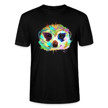 Erdmännchen Porträt - Stanley/Stella Unisex Bio-T-Shirt CRAFTER - Schwarz - Vorne - Alina (178cm) & Michal (187cm)