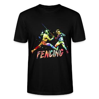 fencing - Stanley/Stella CRAFTER Unisex Organic T-Shirt - black - Front - Alina (178cm) & Michal (187cm)