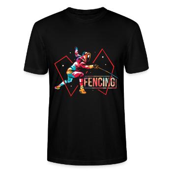 Cadeau d'escrime - T-shirt bio CRAFTER Stanley Stella Unisexe - noir - Devant - Alina (178cm) & Michal (187cm)