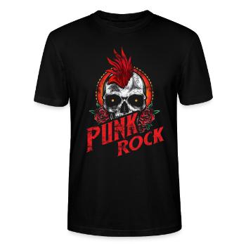 Punk Totenkopf Punkrock Punks Punkrocker - Stanley/Stella Unisex Bio-T-Shirt CRAFTER - Schwarz - Vorne - Alina (178cm) & Michal (187cm)
