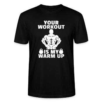 Dein Workout ist mein Warm Up - Stanley/Stella Unisex Bio-T-Shirt CRAFTER - Schwarz - Vorne - Alina (178cm) & Michal (187cm)
