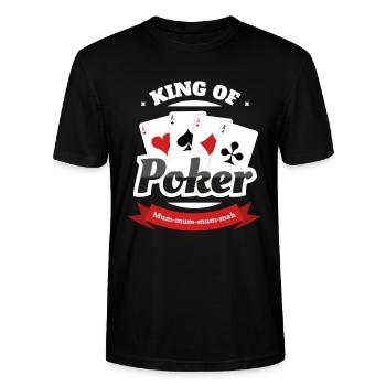 King of Poker Pokerface - Stanley/Stella Unisex Bio-T-Shirt CRAFTER - Schwarz - Vorne - Alina (178cm) & Michal (187cm)