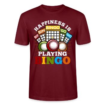 bingo - Stanley/Stella CRAFTER Unisex Organic T-Shirt - burgundy - Front - Alina (178cm) & Michal (187cm)