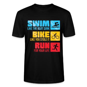 Triathlon Motivation Spruch - Stanley/Stella Unisex Bio-T-Shirt CRAFTER - Schwarz - Vorne - Alina (178cm) & Michal (187cm)