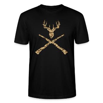 Hunting - Stanley/Stella CRAFTER Unisex Organic T-Shirt - black - Front - Alina (178cm) & Michal (187cm)