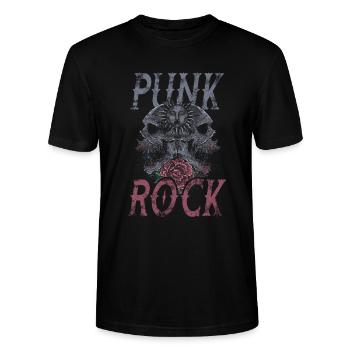 Punk punk rocker skull punk punk music - Stanley/Stella CRAFTER Unisex Organic T-Shirt - black - Front - Alina (178cm) & Michal (187cm)