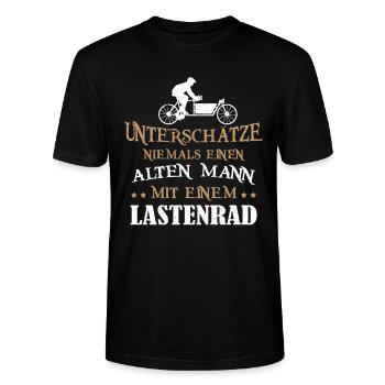 Hollandrad Lastenrad Alter Mann Spruch Cargo Bike - Stanley/Stella Unisex Bio-T-Shirt CRAFTER - Schwarz - Vorne - Alina (178cm) & Michal (187cm)