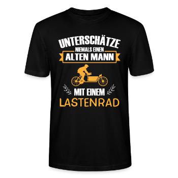 Cargo Hollandrad Lastenrad Biker Herren Bike - Stanley/Stella Unisex Bio-T-Shirt CRAFTER - Schwarz - Vorne - Alina (178cm) & Michal (187cm)