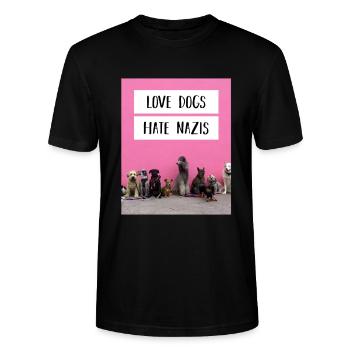 Anti Nazi Spruch - Stanley/Stella Unisex Bio-T-Shirt CRAFTER - Schwarz - Vorne - Alina (178cm) & Michal (187cm)