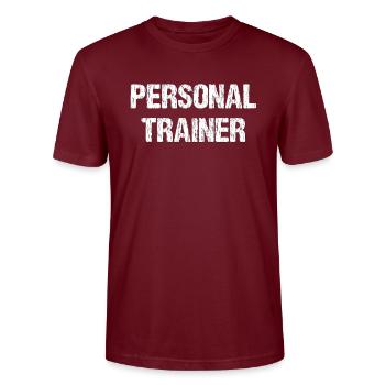 personal trainer - Stanley/Stella CRAFTER Unisex Organic T-Shirt - burgundy - Front - Alina (178cm) & Michal (187cm)