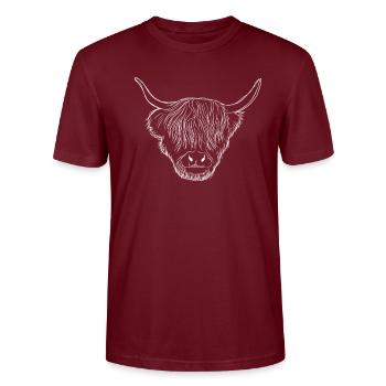 Bovin écossais des Hauts-Plateaux - T-shirt bio CRAFTER Stanley Stella Unisexe - bordeaux - Devant - Alina (178cm) & Michal (187cm)