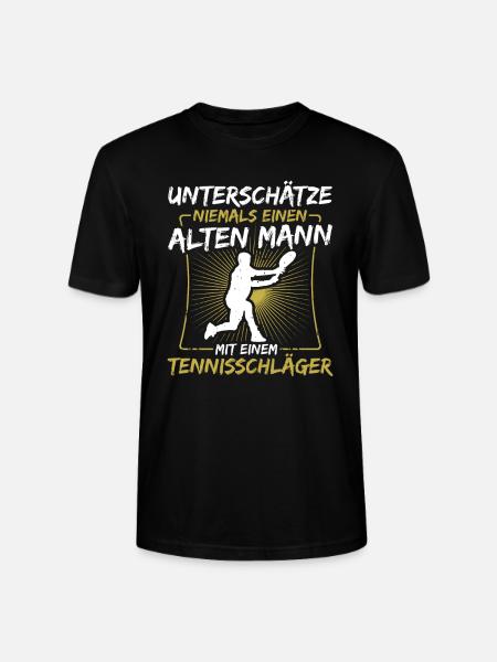 Unterschätze niemals einen alten Mann.. Tennis - Stanley/Stella Unisex Bio-T-Shirt CRAFTER - Schwarz