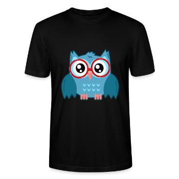 Eule mit Brille - Stanley/Stella Unisex Bio-T-Shirt CRAFTER - Schwarz - Vorne - Alina (178cm) & Michal (187cm)