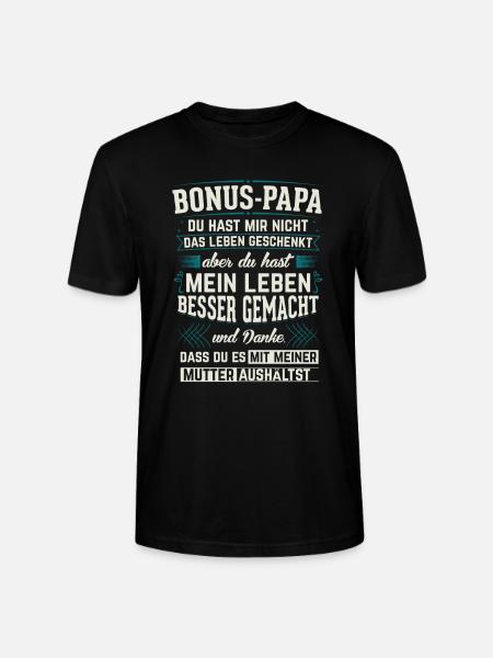 Bonus Papa - Geschenk Stiefvater Geburtstag - Stanley/Stella Unisex Bio-T-Shirt CRAFTER - Schwarz