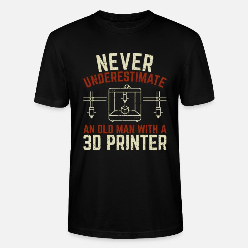 Alter Mann 3D Drucker Geschenk - Stanley/Stella Unisex Bio-T-Shirt CRAFTER - Schwarz