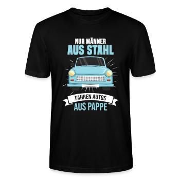 DDR Auto Osten Ossi Ostberlin Ostalgie Ostdeutsch - Stanley/Stella Unisex Bio-T-Shirt CRAFTER - Schwarz - Vorne - Alina (178cm) & Michal (187cm)